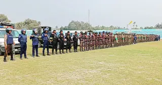 শেরপুরে যৌথবাহিনীর নির্বাচনি মহড়া অনুষ্ঠিত